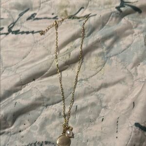 Gold and White Minimalist Necklace with Dainty Charm